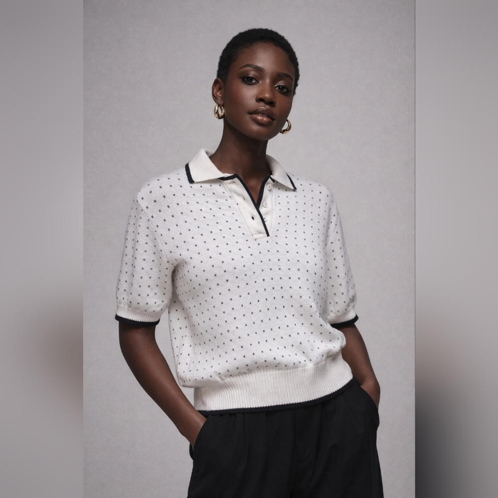 Tabi International Women's White and Black Sweater